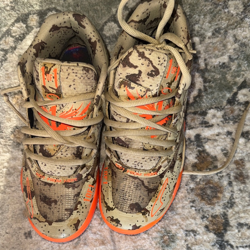 Puma Kids Camouflage Sneakers with Orange Highlights